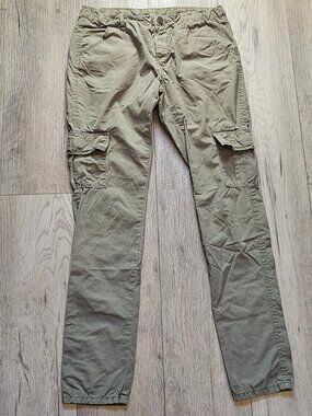 True Religion Celina Cargo Military Olive Green Slim Utility Pants Size 25